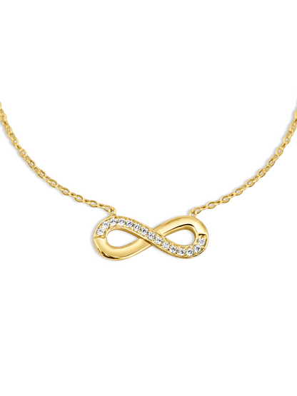 14K 585er Goldkette mit Infinity-Anhänger und Zirkonia